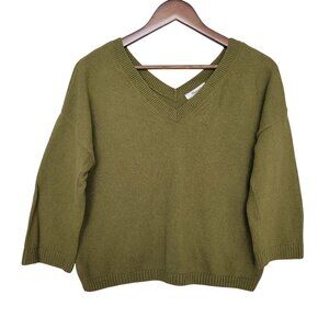 Madewell V-Neck Sweater Womens Size S  Olive Green G3942